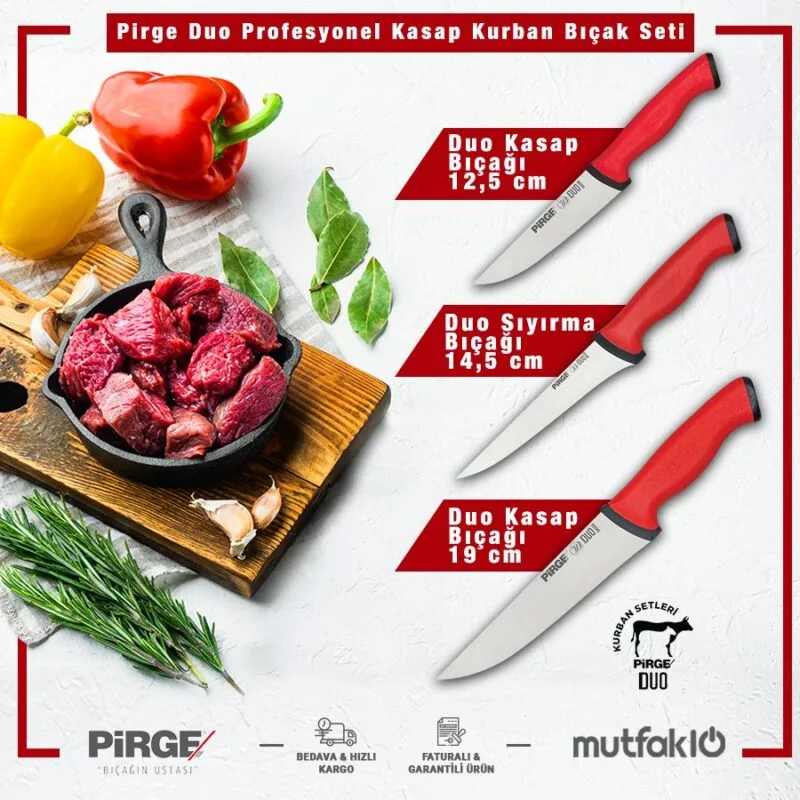 Pirge Duo Profesyonel Kasap Kurban Bıçak Seti - 35135