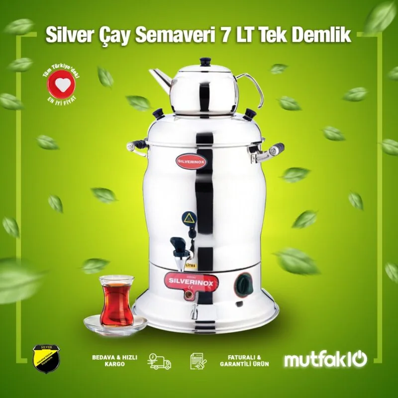 Silverinox Çay Semaveri 1 Demlikli 7 Lt