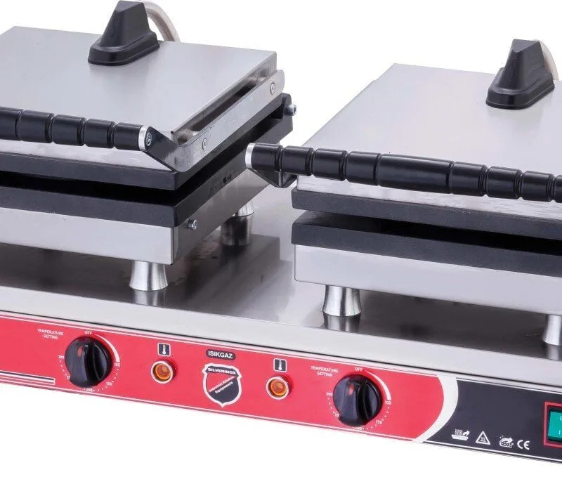 Silverinox Çiçek + Kare Model Waffle Makinesi Çiftli