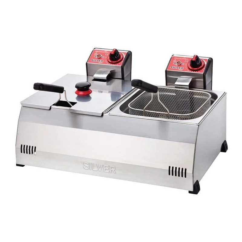 Silverinox Fritöz Set Üstü Elektrikli 8+8 L 66x53,5 Cm