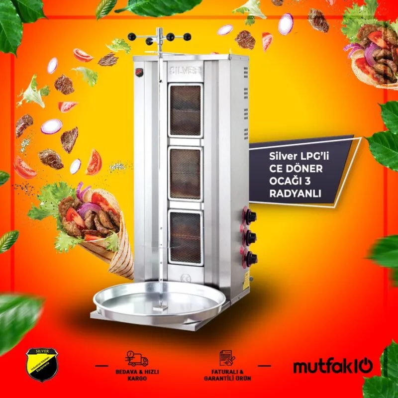 Silverinox LPG'li CE Döner Ocağı 3 Radyanlı