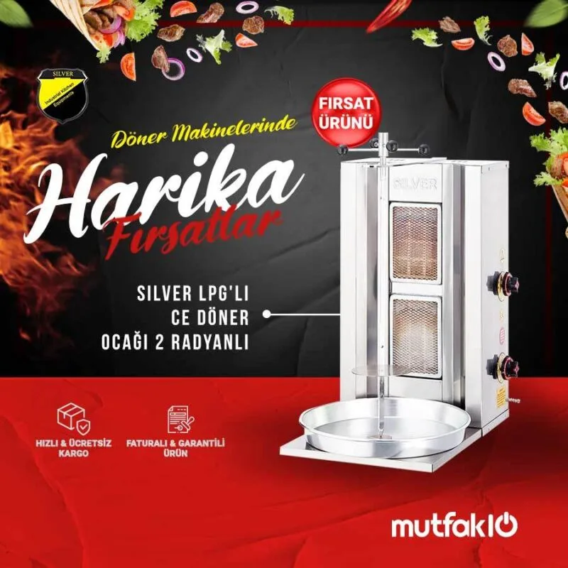 Silverinox LPG'li CE Döner Ocağı 2 Radyanlı