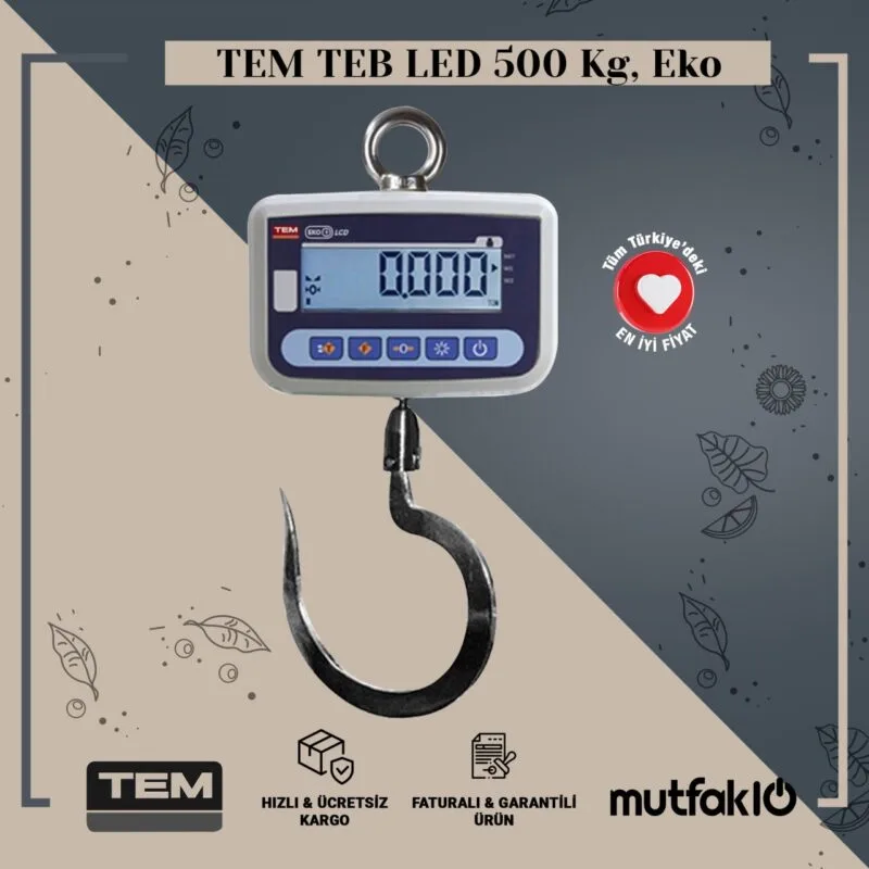 Tem Çengel Terazi 500 Kg, Teb Led Eko