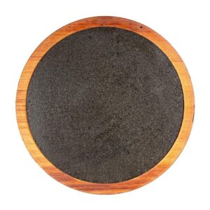 Biradlı GRV-1851 Yuvarlak Bazaltlı Steak Ahşap Sunum Tahtası, 32.5 cm