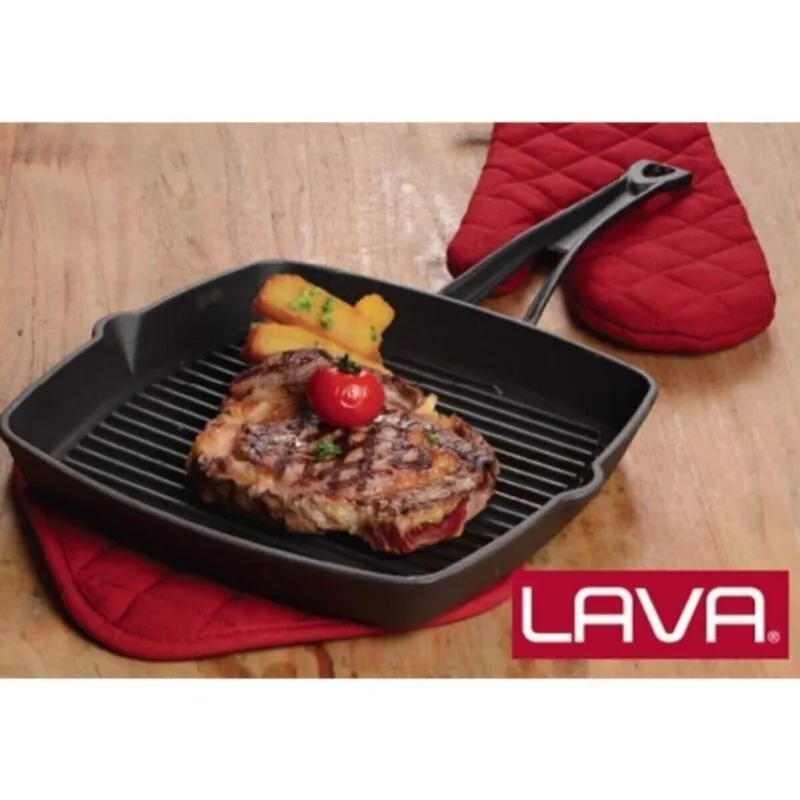 Lava Döküm Izgara Tava, Metal Saplı Ölçü 26X26 Cm