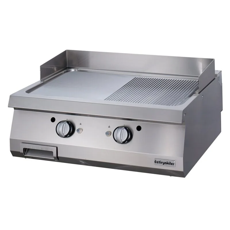 Öztiryakiler 700 Seri Grill Plate, Yarı Oluklu, Gazlı, 80x70x30 cm