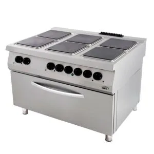 Öztiryakiler 900 Seri Kuzine, Büyük Fırınlı, Elektrikli, 6 Açık Ateş Kare Plate, 120x90x85, 6644