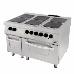 Öztiryakiler 900 Seri Kuzine, Fırınlı, Elektrikli, 6 Açık Ateş, Kare Plate 120x90x85, 6644