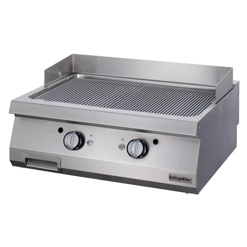 Öztiryakiler 900 Seri Set Üstü Grill Plate, Oluklu, Gazlı, Krom, 80x90 cm, 6644