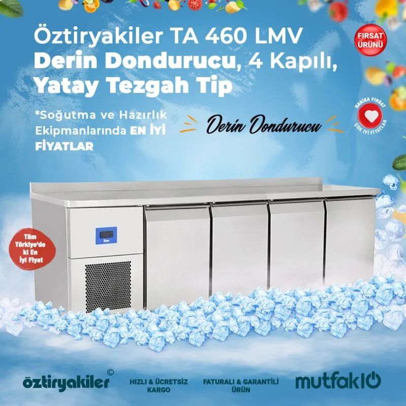 Öztiryakiler TA 460 LMV Derin Dondurucu 4 Kapılı Yatay Tezgah Tip 6644