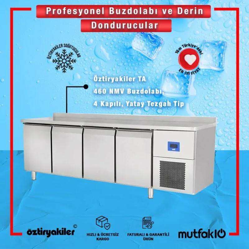 Öztiryakiler TA 460 NMV Buzdolabı 4 Kapılı Yatay Tezgah Tip 6644