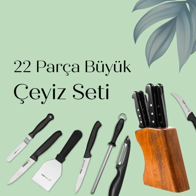 Pirge Çeyizlik Bıçak Seti Büyük – 22 Parça - 35073