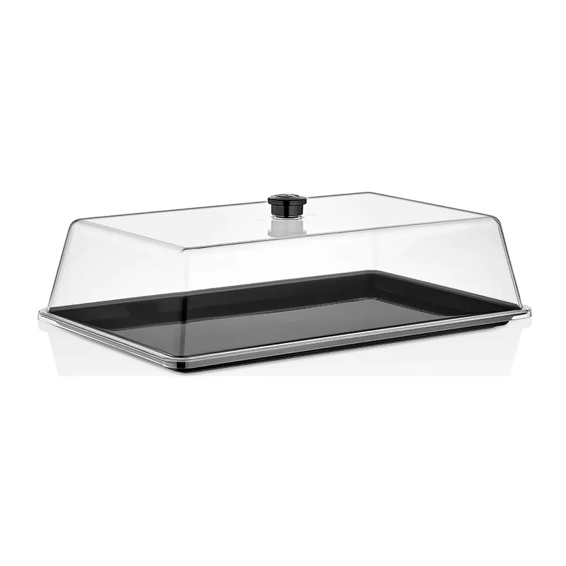 GastroPlast Polikarbonat Fanus 41x26 Cm Siyah Kulplu