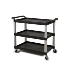 Bora Plastik Etrafı Açık Plastik Servis Arabası, Frensiz, Siyah