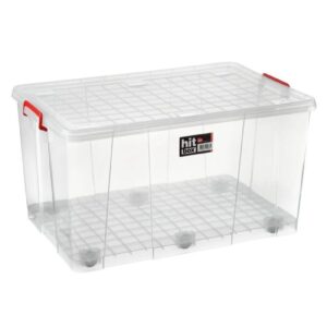 Bora Plastik Kapaklı Tekerlekli Saklama Kabı 120 Litre Şeffaf