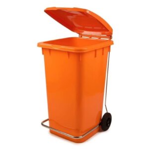 Bora Plastik Pedallı Demirli Çöp Kovası 120 Litre Turuncu