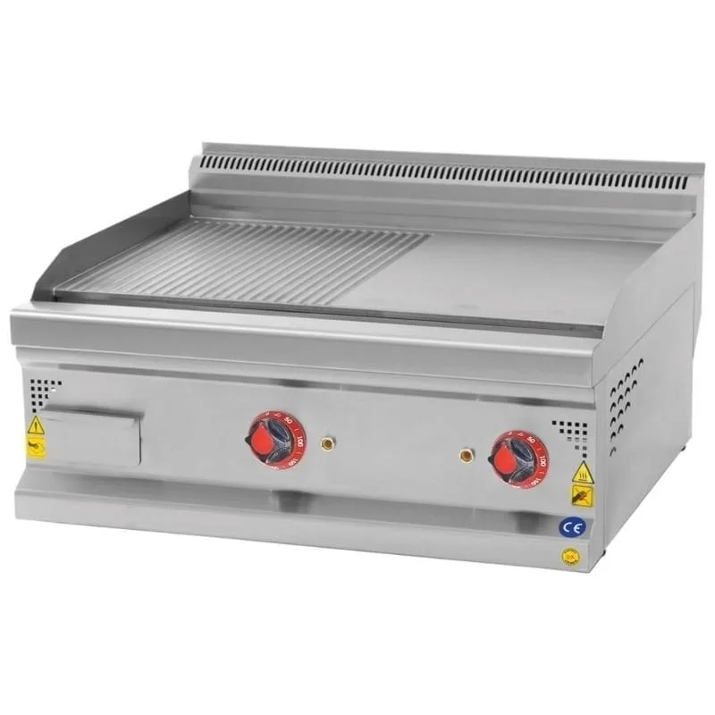 CSA 700 Seri Yarı Oluklu Pleyt Izgara Set Üstü Elektrikli 80x70 Cm