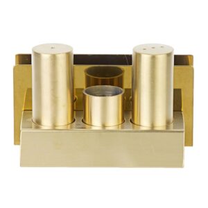 Biradlı Groovy GRV-103-P Peçetelikli Yuvarlak Çelik Tuzluk Takımı, Altın