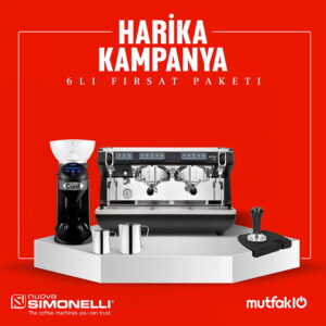 Nuova Simonelli Appia Life II Yüksek Kaşıklı Tam Otomatik Siyah + Altılı Fırsat Paketi