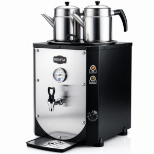 Remta DE11LS 2 Demlikli Jumbo Çay Makinesi Şamandıralı Led Işıklı 23 Litre Siyah