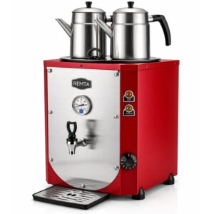 Remta DE11LS 2 Demlikli Jumbo Çay Makinesi Şamandıralı Led Işıklı 23 Litre Kırmızı