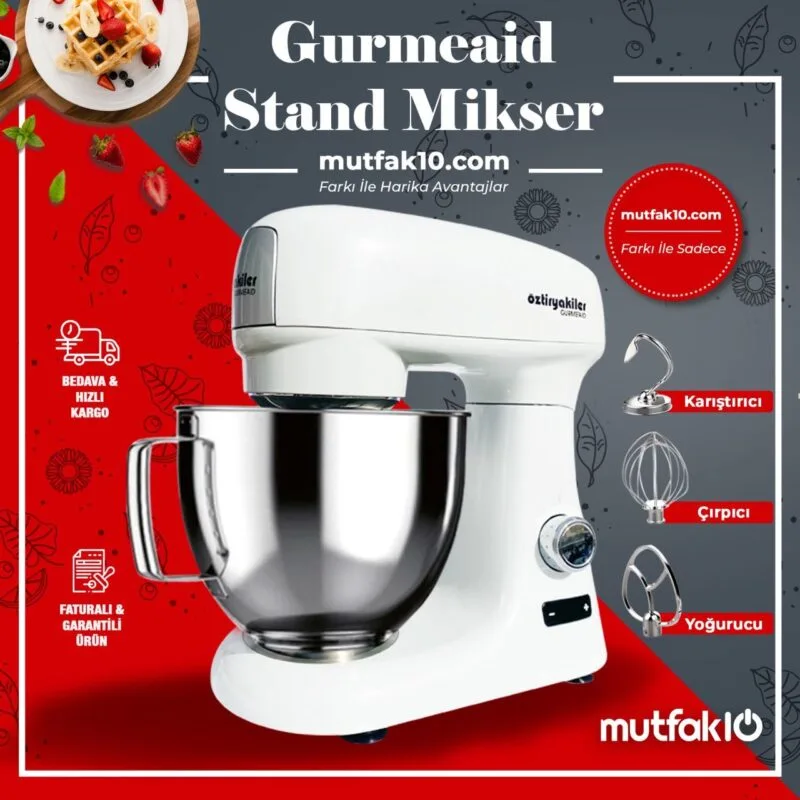 Öztiryakiler Gurmeaid Stand Mikser 1000 Watt 4,8 L Beyaz