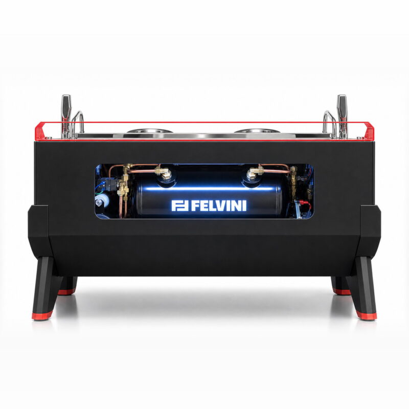 Felvini Raptor Tam Otomatik Espresso Kahve Makinesi Yüksek Kaşık T3 Multi-Boiler PID Kontrollü 2 Gruplu Siyah