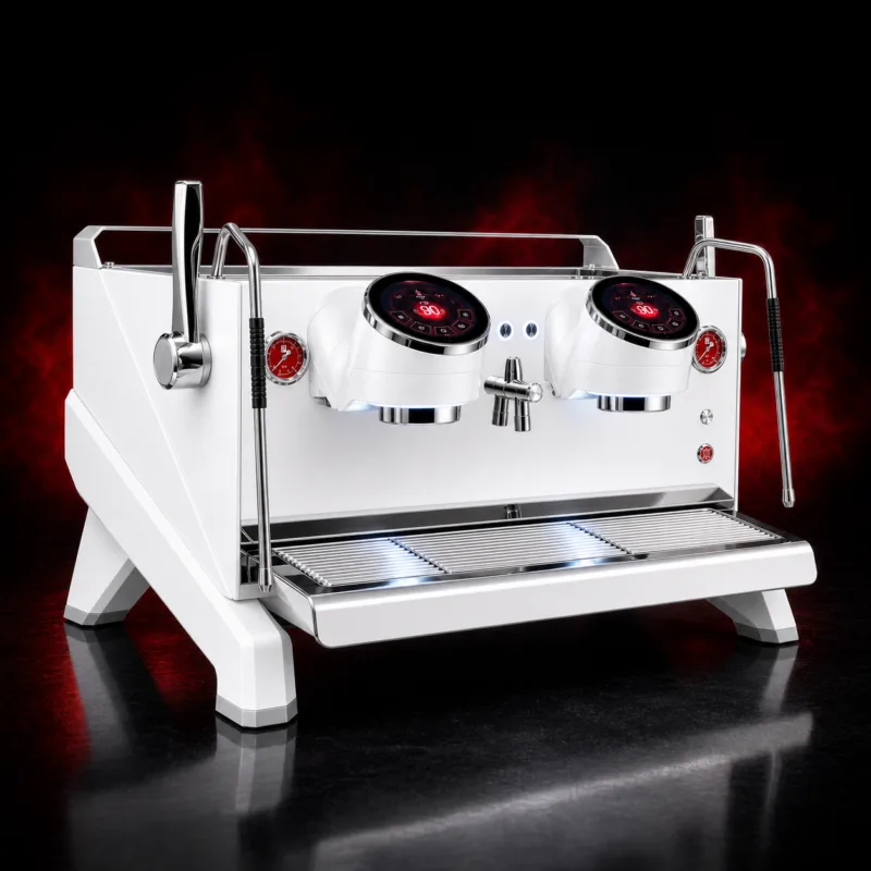 Felvini Raptor Tam Otomatik Espresso Kahve Makinesi Yüksek Kaşık T3 Multi-Boiler PID Kontrollü 2 Gruplu Beyaz