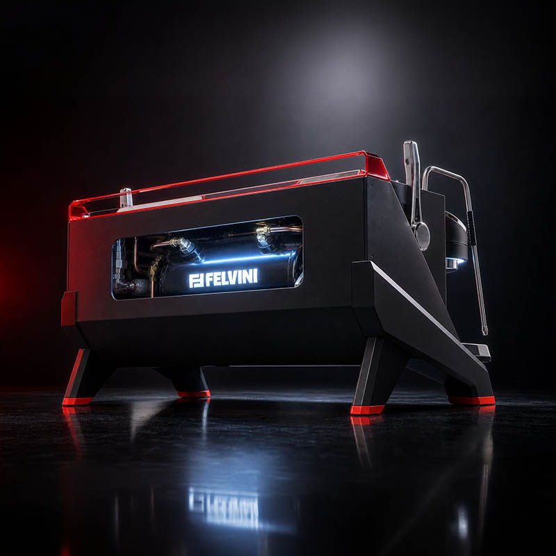 Felvini Raptor Tam Otomatik Espresso Kahve Makinesi Yüksek Kaşık T3 Multi-Boiler PID Kontrollü 2 Gruplu Siyah
