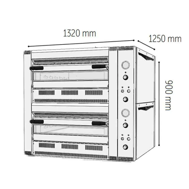 Venarro DYP-9+9G Pizza Fırını Gazlı, Ø 300 mm x 9+9
