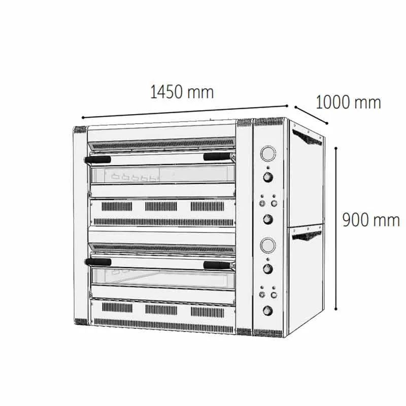 Venarro DYP-6+6GS Pizza Fırını Gazlı, Ø 340 mm x 6+6