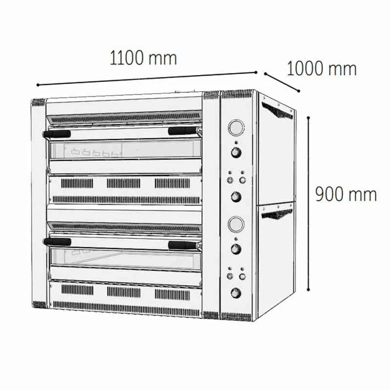 Venarro DYP-4+4GS Pizza Fırını Gazlı, Ø 340 mm x 4+4