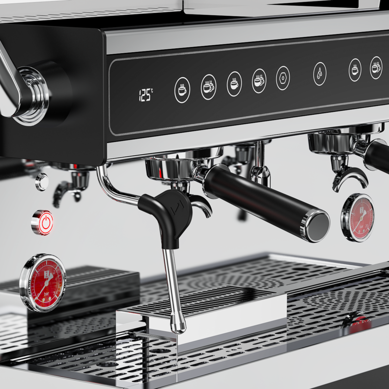 Felvini Armor Tam Otomatik Espresso Kahve Makinesi Yüksek Kaşık PID Kontrollü 2 Gruplu Siyah