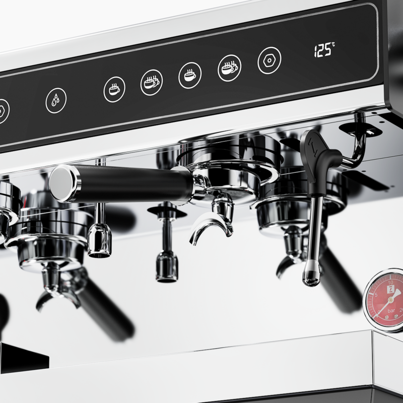 Felvini Armor Tam Otomatik Espresso Kahve Makinesi Yüksek Kaşık PID Kontrollü 2 Gruplu Siyah