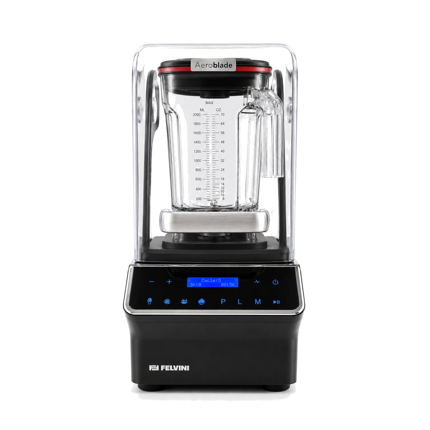 Felvini AeroBlade Dijital Bar Blender Gürültü Önleyici Kapaklı 2 Litre 1800 W Siyah