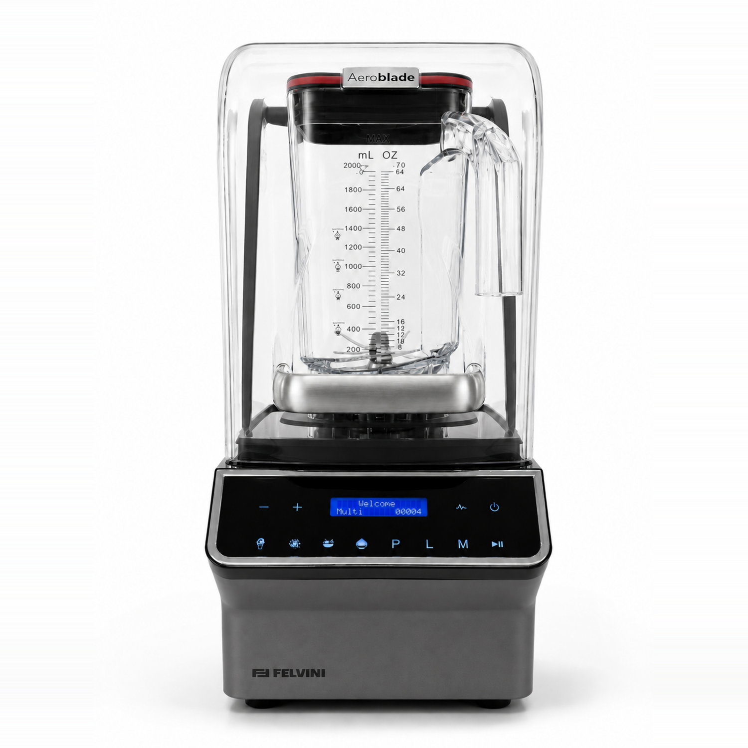Felvini AeroBlade Dijital Bar Blender Gürültü Önleyici Kapaklı 2 Litre 1800 W Gri