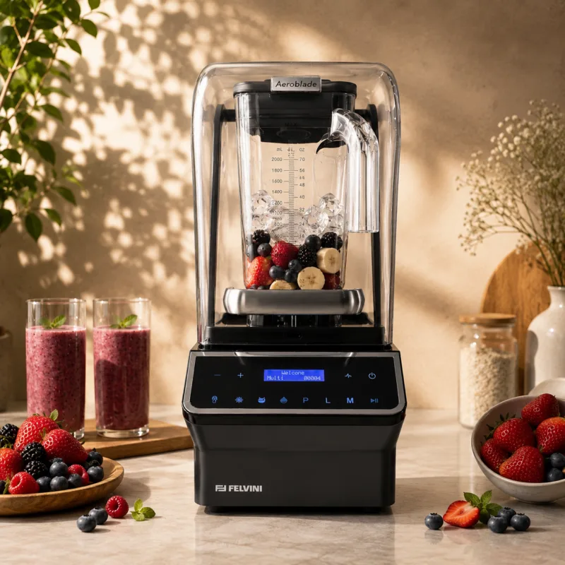 Felvini AeroBlade Dijital Bar Blender Gürültü Önleyici Kapaklı 2 Litre 1800 W Siyah