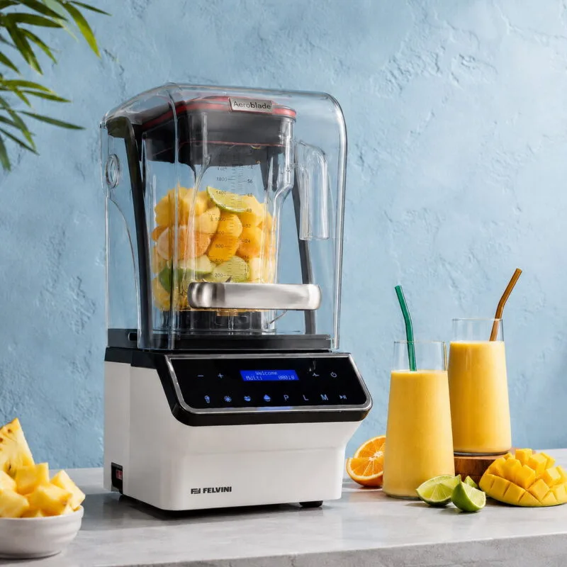 Felvini AeroBlade Dijital Bar Blender Gürültü Önleyici Kapaklı 2 Litre 1800 W Beyaz