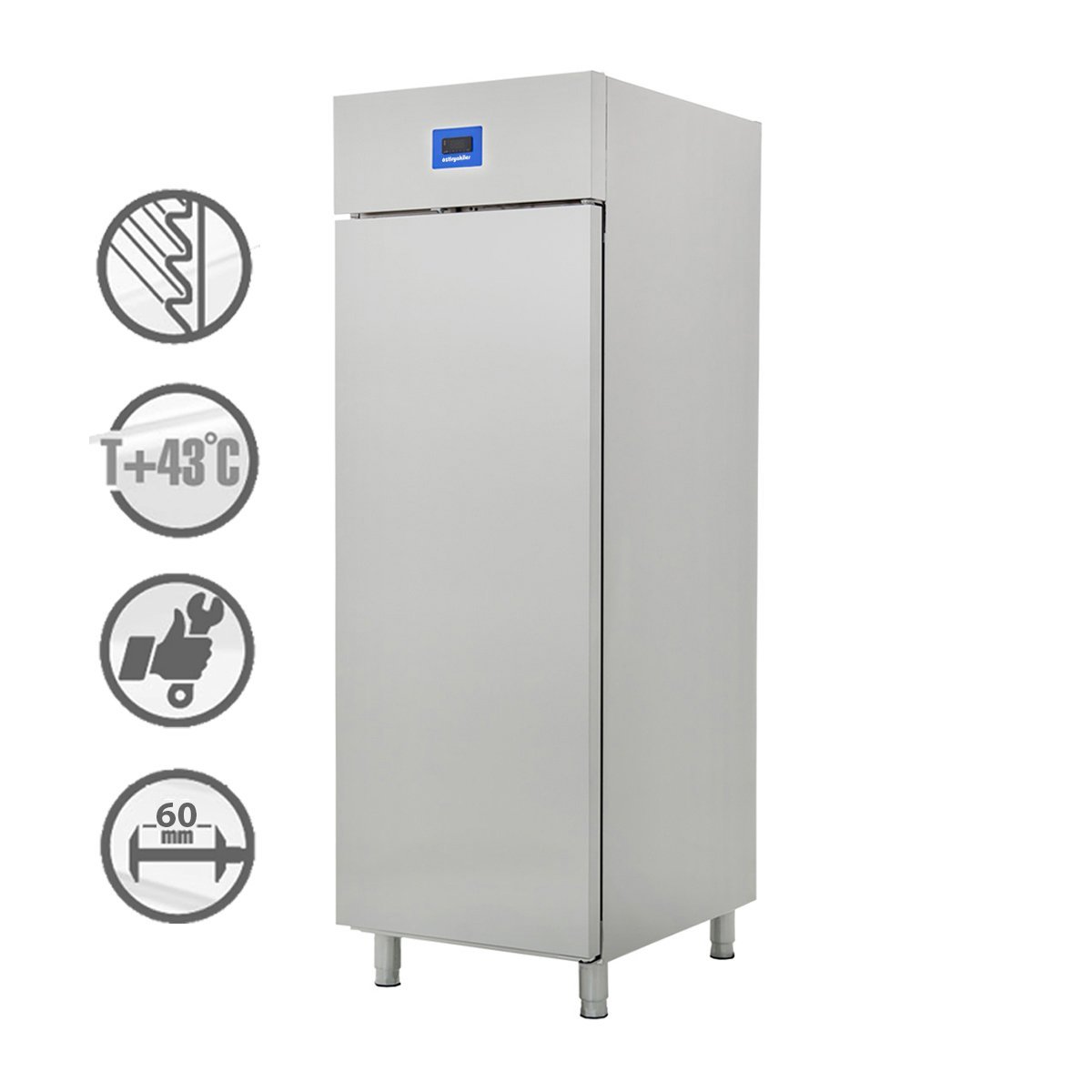 Öztiryakiler Tek Inox Kapılı Dik Tip Buzdolabı, Gn 600 NMV Model, 304 Kalite