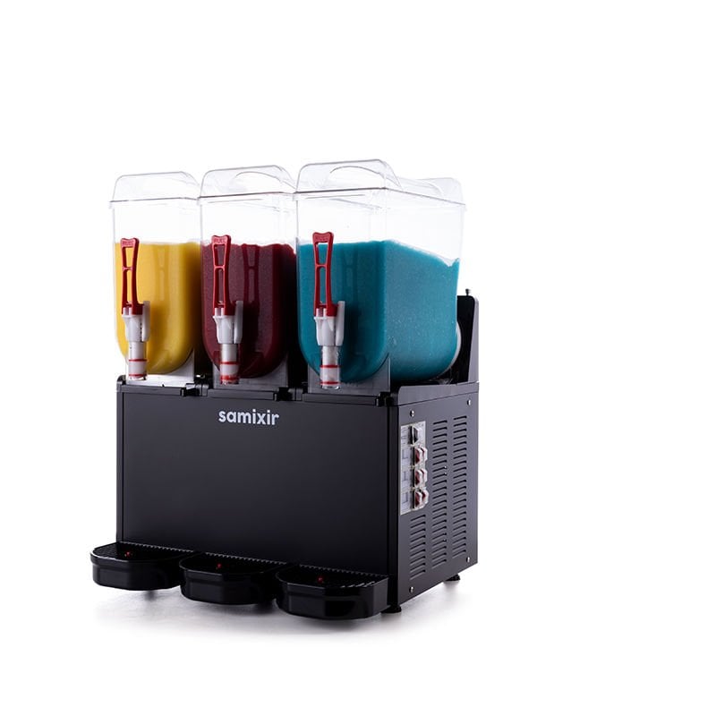 Samixir SLUSH36 Triple Ice Slush Granita Milkshake ve Soğuk Meyve Suyu Dispenseri, 12+12+12 L, Siyah