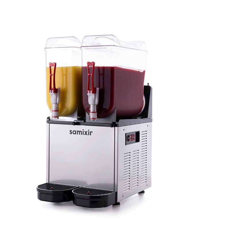 Samixir SLUSH24.I Twin Ice Slush Granita Milkshake ve Soğuk Meyve Suyu Dispenseri, 12+12 L, Inox