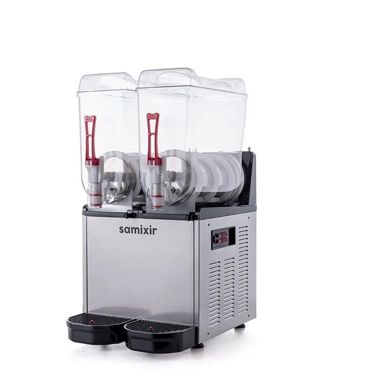 Samixir SLUSH24 Twin Ice Slush Granita Kar Buz Makinesi 12+12 L, Inox