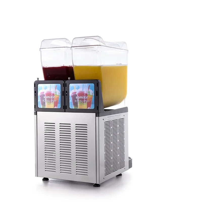 Samixir SLUSH24 Twin Ice Slush Granita Kar Buz Makinesi 12+12 L, Inox