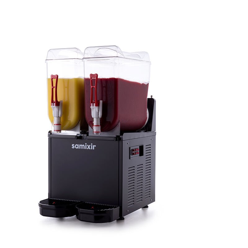 Samixir SLUSH24 Twin Ice Slush Granita Milkshake ve Soğuk Meyve Suyu Dispenseri, 12+12 L, Siyah
