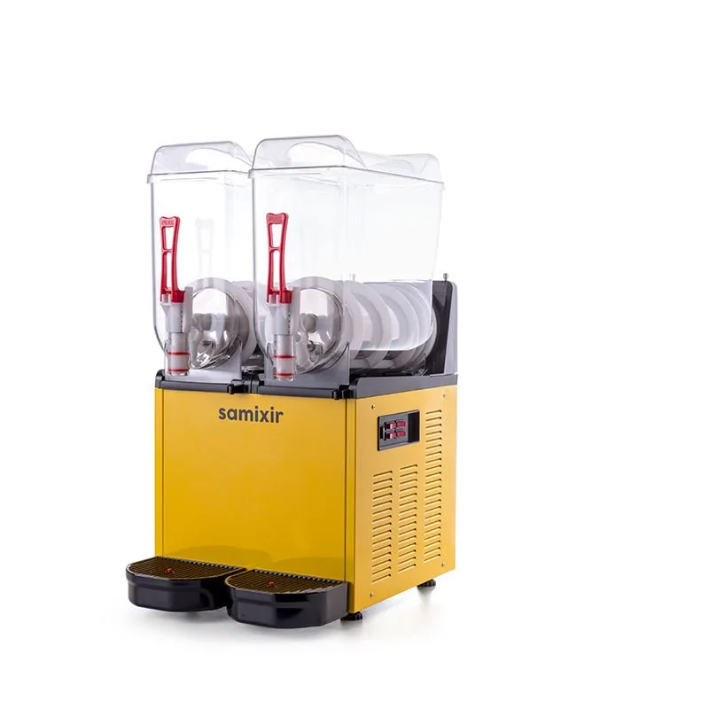 Samixir SLUSH24.Y Ice Slush Twin Meyve Suyu Dispenseri, 12+12 L, Sarı