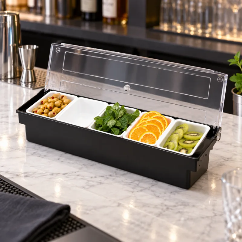Zicco ZCP-305 Kapaklı Polikarbon Bar Konteyner 5'li 50x16x9.5 cm Siyah