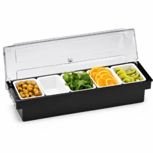 Zicco ZCP-305 Kapaklı Polikarbon Bar Konteyner 5'li 50x16x9.5 cm Siyah