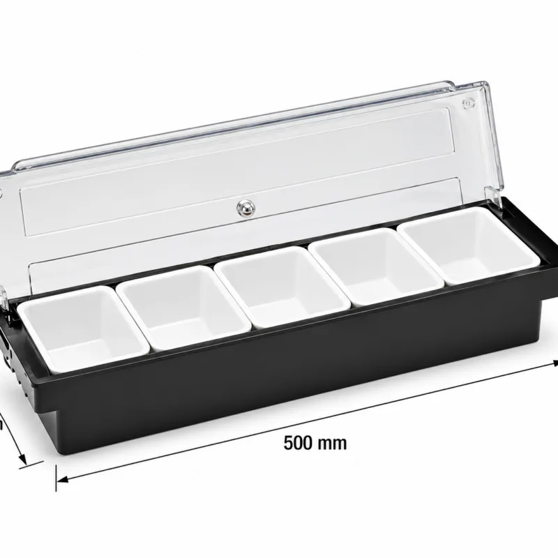 Zicco ZCP-305 Kapaklı Polikarbon Bar Konteyner 5'li 50x16x9.5 cm Siyah