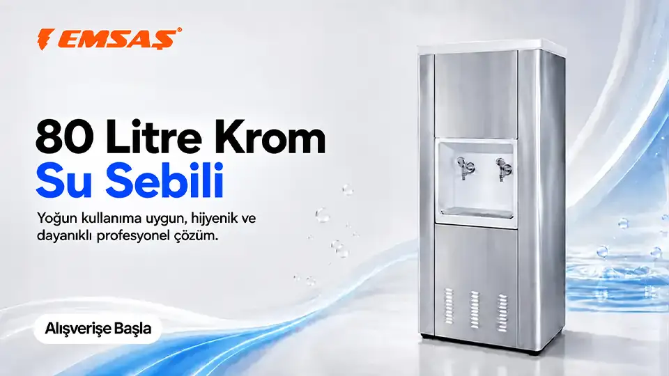 Emsaş krom 80 lt su sebili