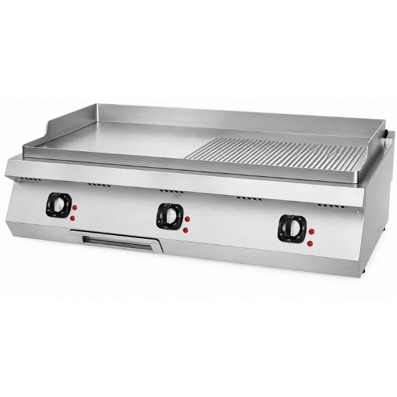 DRN DRNEI-1270ND-CR 700 Seri Pleyt Izgara Krom Yarı Nervürlü Elektrikli 120x73 Cm 380 V